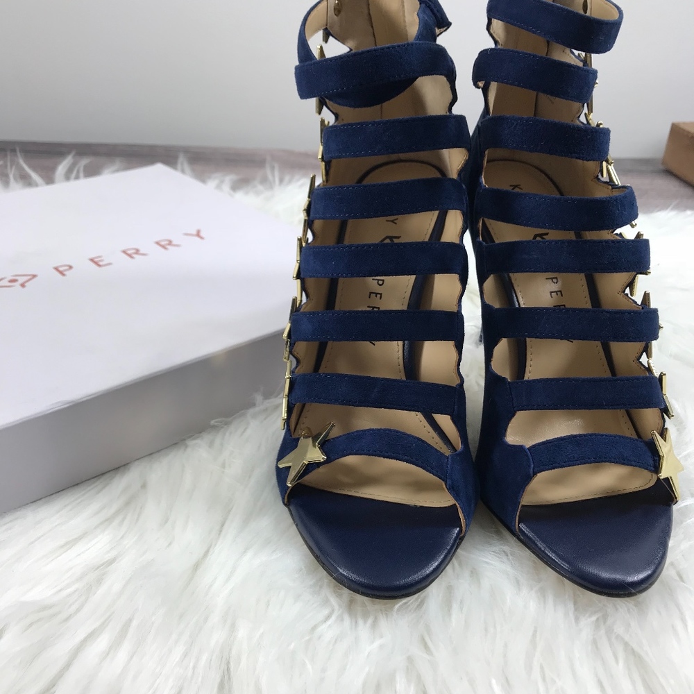 Katy Perry "THE SUEDE STELLA" Navy Gold Heel - Picture 3 of 8